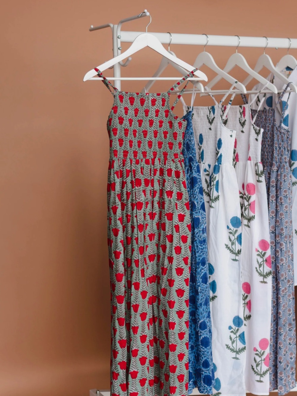 Red Floral Smocked Sundress